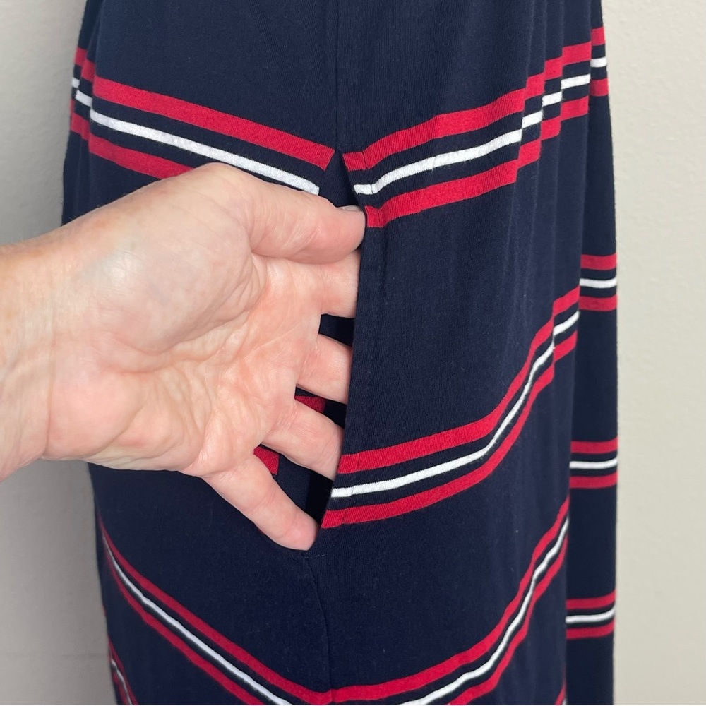 Tommy Hilfiger Strapless Red, White, Blue Striped Maxi Dress with Pockets | M - Picture 7 of 14